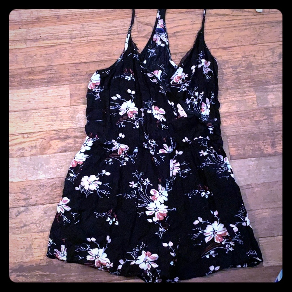 Black floral romper